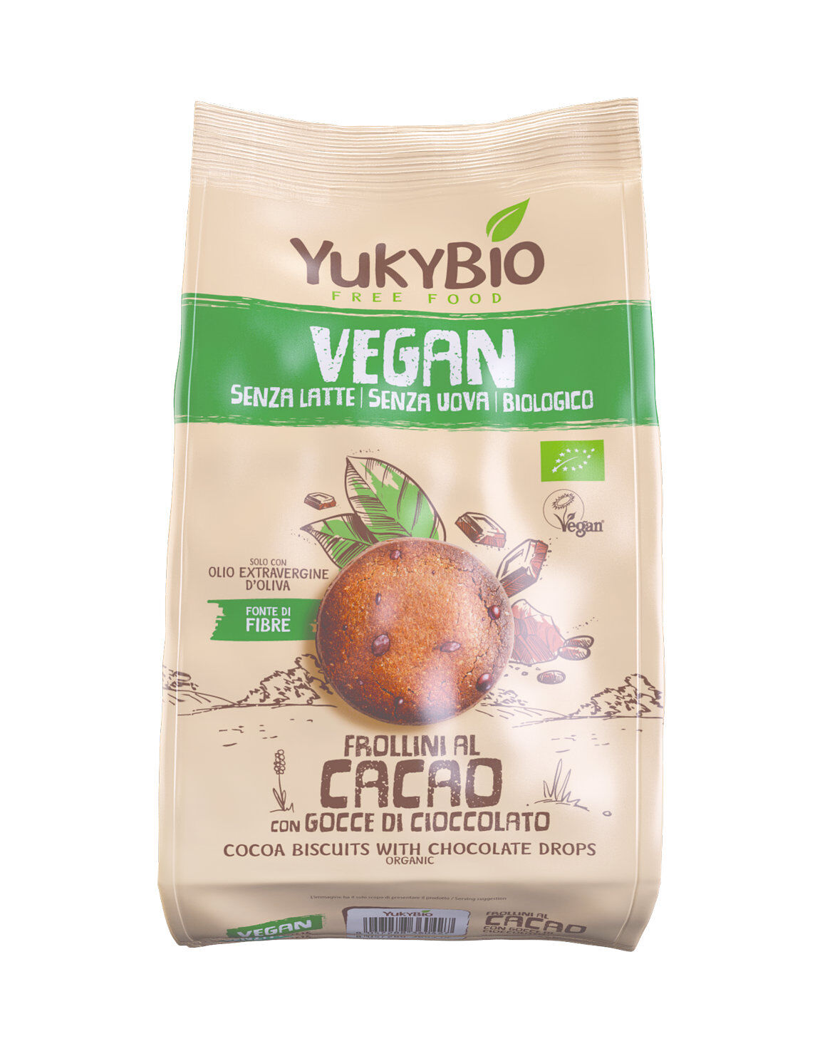 sotto le stelle yukybio - biscotti al cacao con gocce di cioccolato 250 grammi