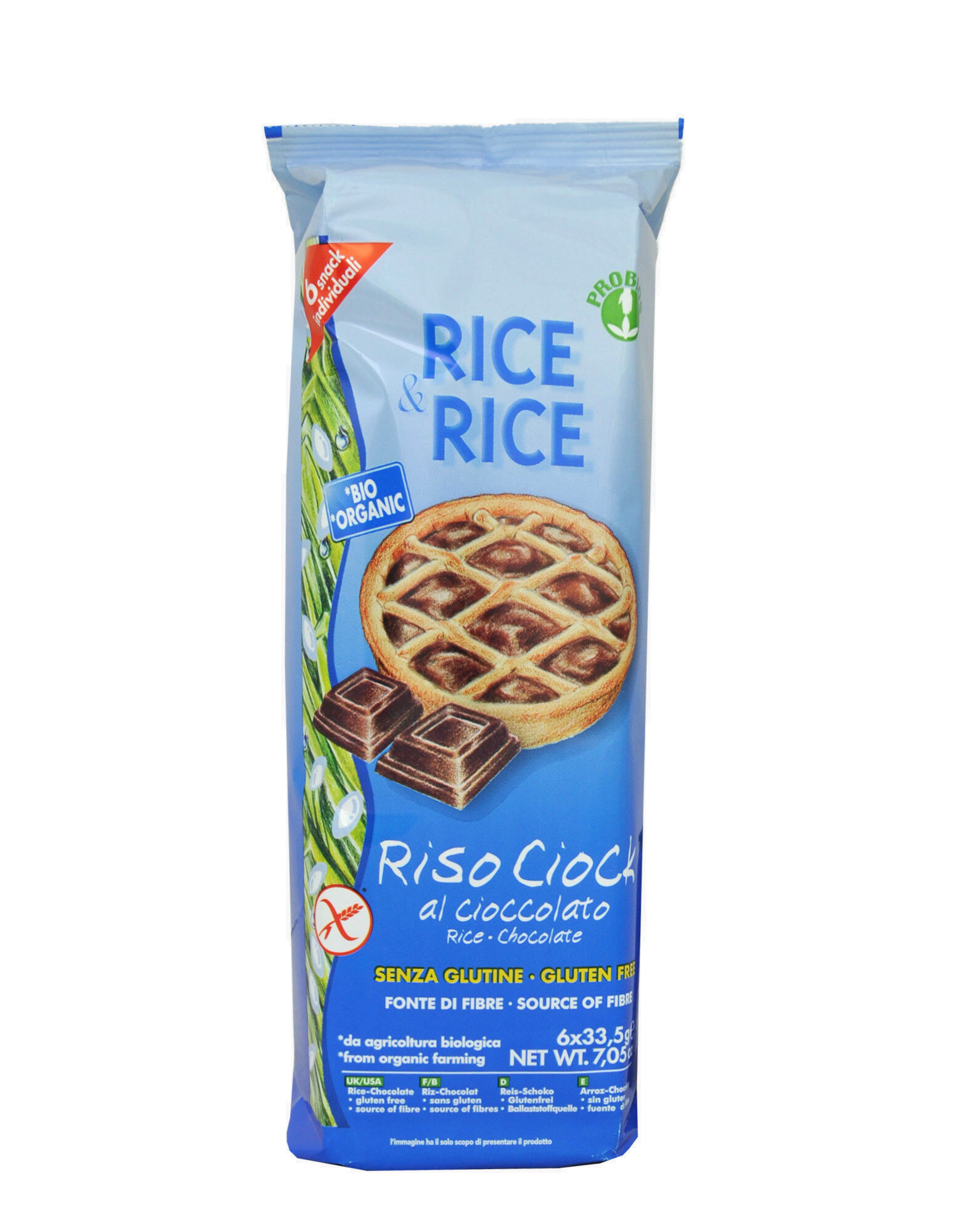 PROBIOS Rice & Rice - Riso Ciok Al Cioccolato Senza Glutine 6 Crostatine Da 33,5 Grammi