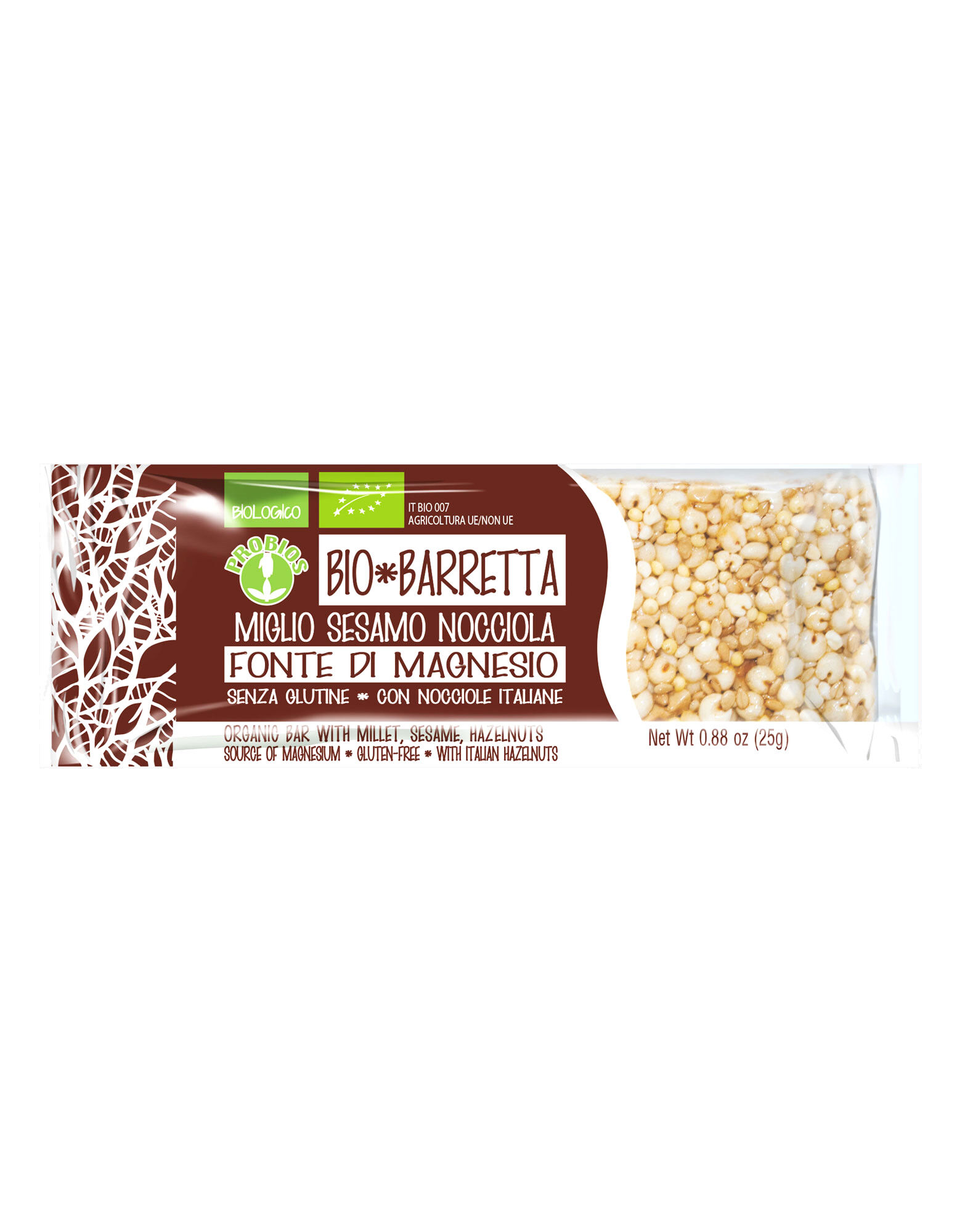 PROBIOS Bio Barretta - Miglio Sesamo Nocciola 1 Barretta Da 25 Grammi