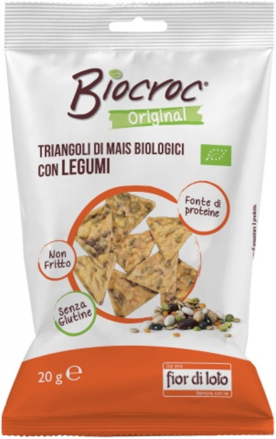 FIOR DI LOTO Biocroc - Triangoli Di Mais Con Legumi Biologici 20 Grammi