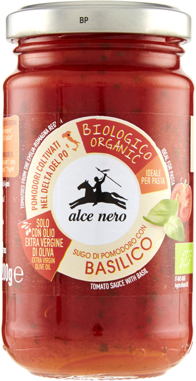 ALCE NERO Sugo Di Pomodoro Con Basilico 200 Grammi