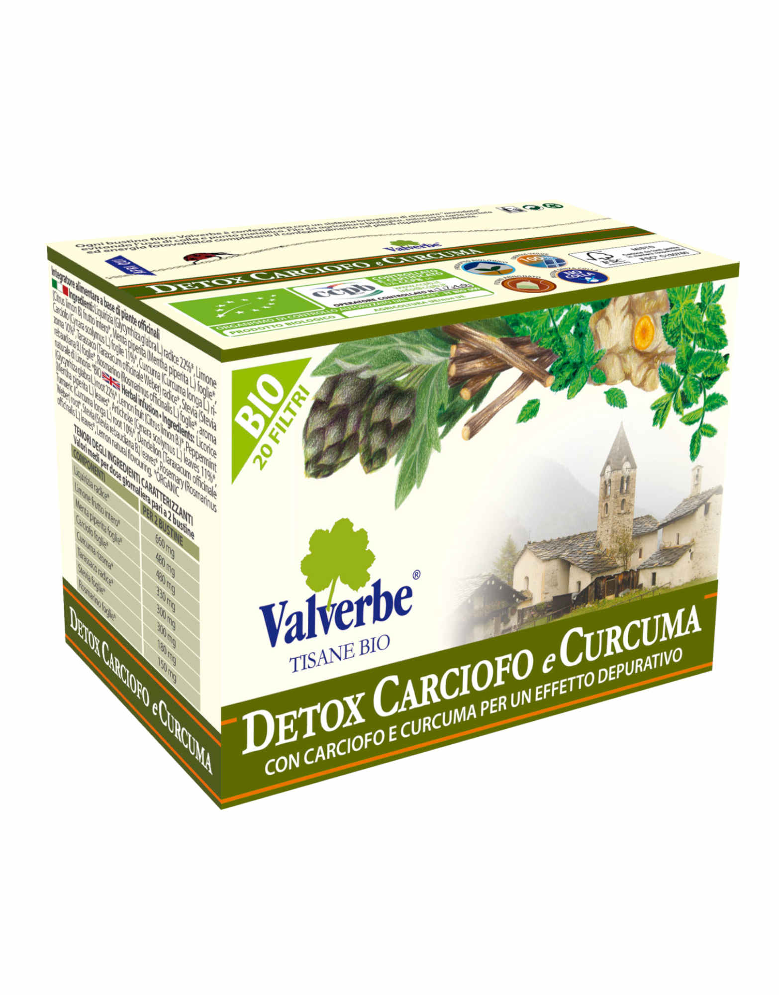 VALVERBE Detox Carciofo E Curcuma 20 Filtri