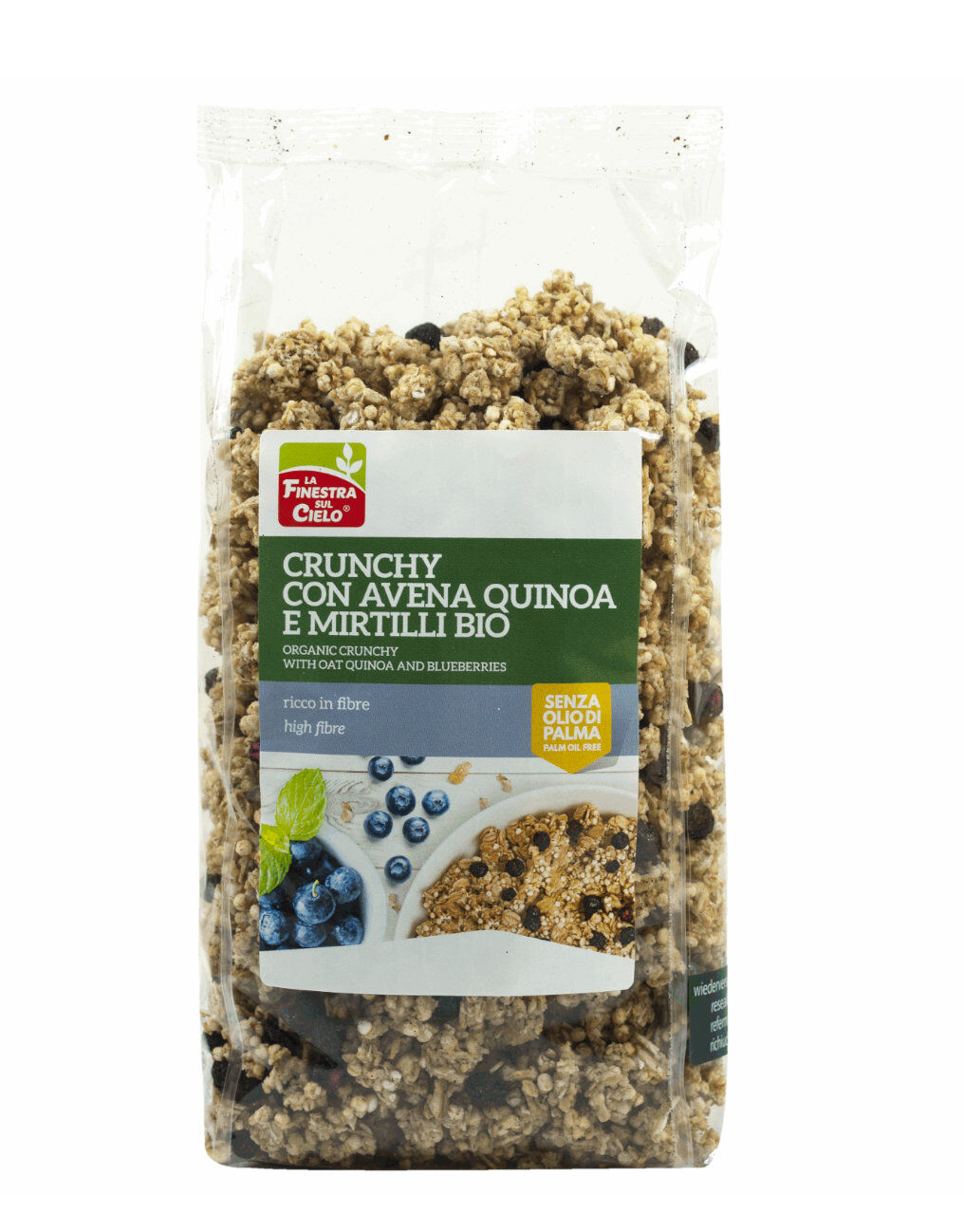 LA FINESTRA SUL CIELO Crunchy Con Avena Quinoa E Mirtilli Bio 375 Grammi