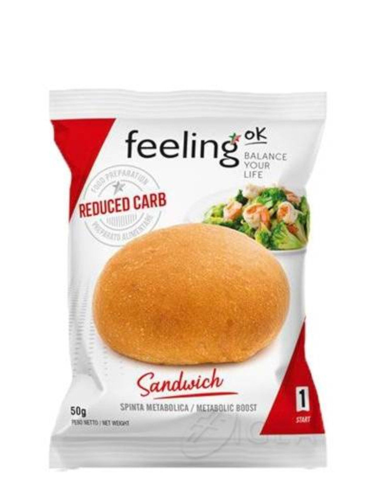 FEELINGOK Start 1 - Sandwich 1 Snack Da 50 Grammi Naturale