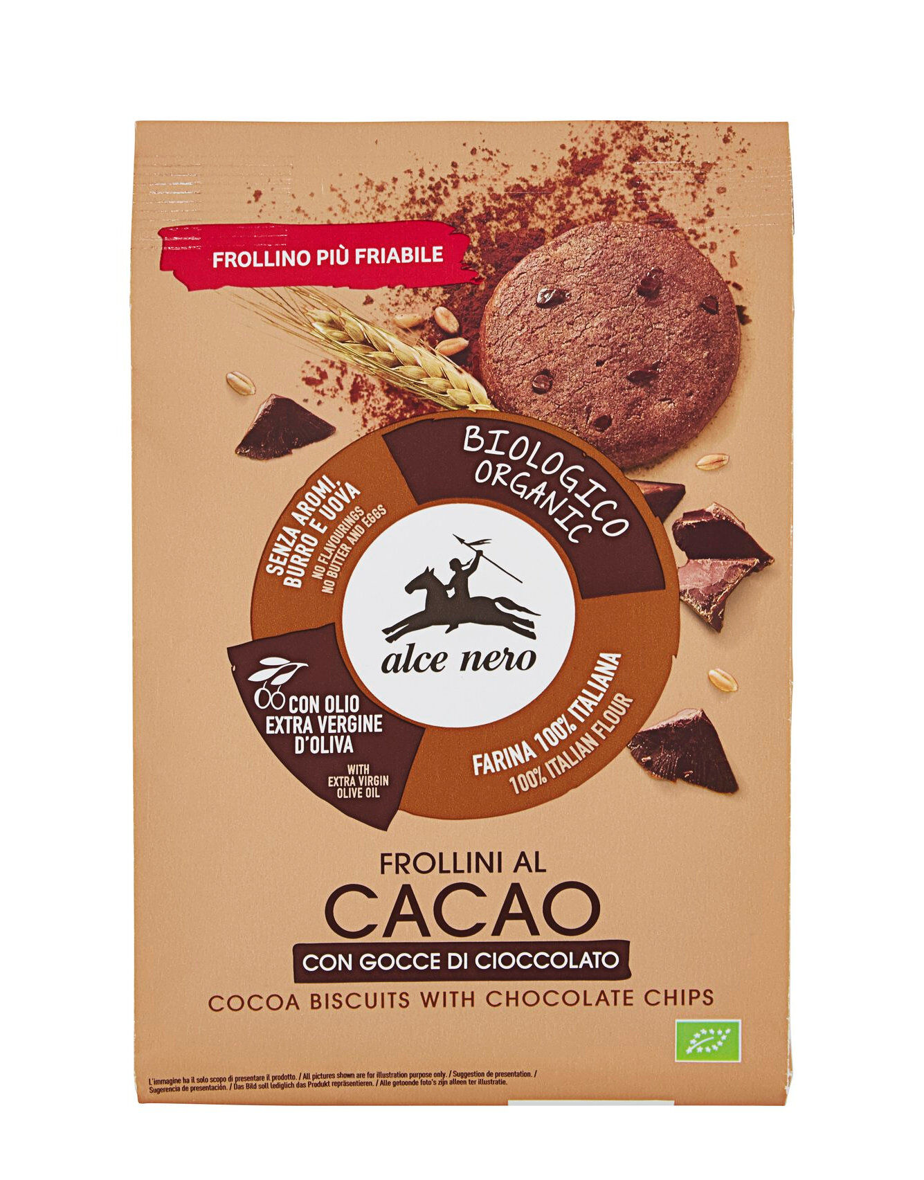 ALCE NERO Frollini Al Cacao Con Gocce Di Cioccolato 300 Grammi