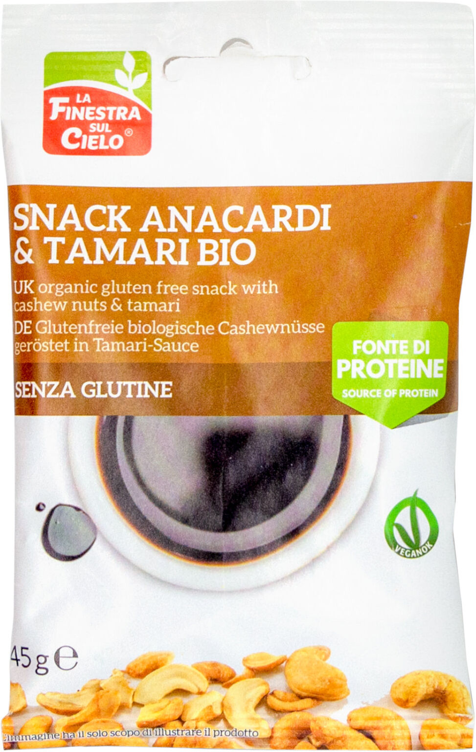 LA FINESTRA SUL CIELO Snack Anacardi & Tamari Bio 45 Grammi