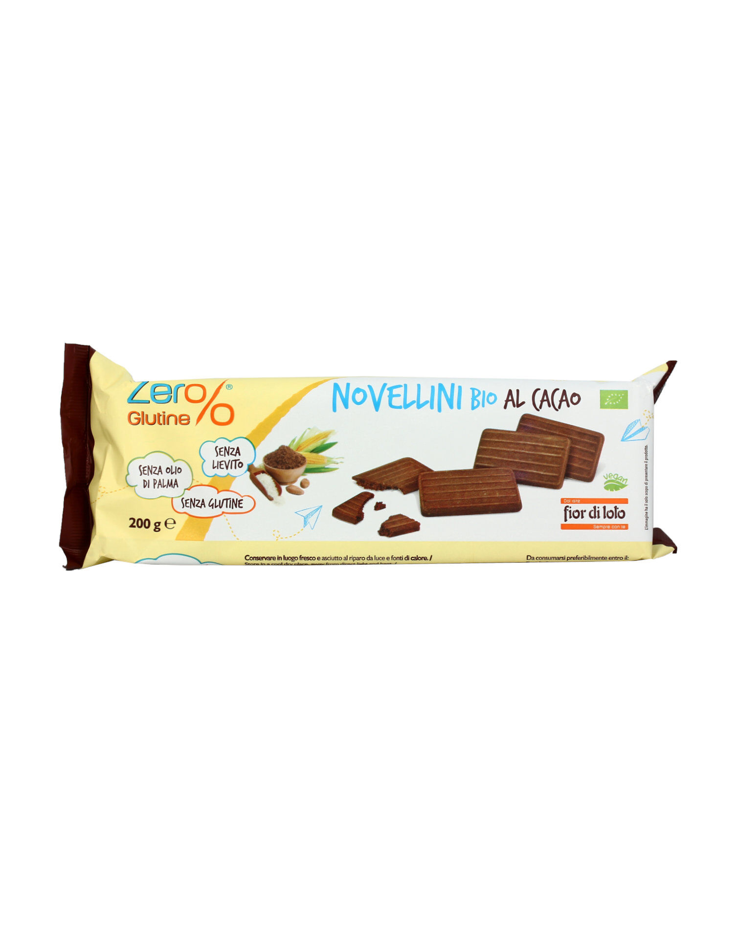 FIOR DI LOTO Zero% Glutine - Novellini Bio Al Cacao 200 Grammi