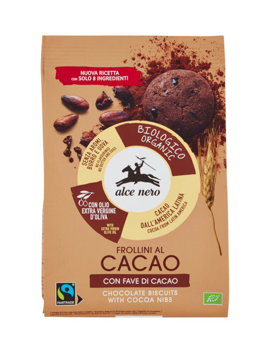 ALCE NERO Frollini Al Cacao Con Fave Di Cacao 250 Grammi