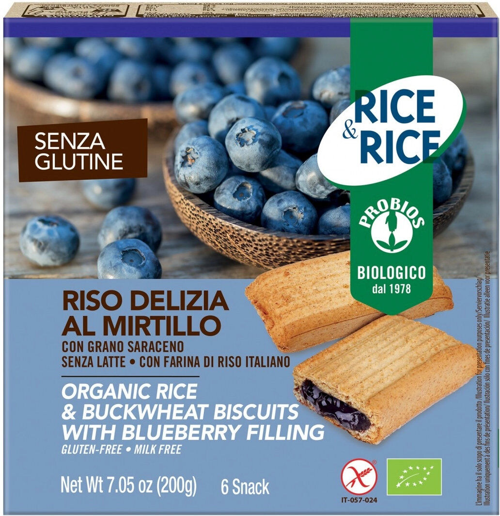 PROBIOS Rice & Rice - Riso Delizia Al Mirtillo Senza Glutine 6 Snack Da 33 Grammi