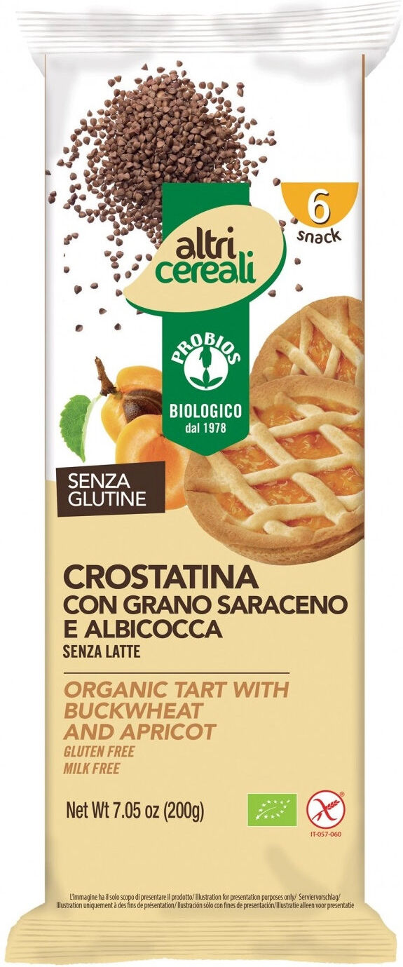 PROBIOS Altri Cereali - Crostatina Con Grano Saraceno E Albicocca 6 Crostatine Da 33,4 Grammi