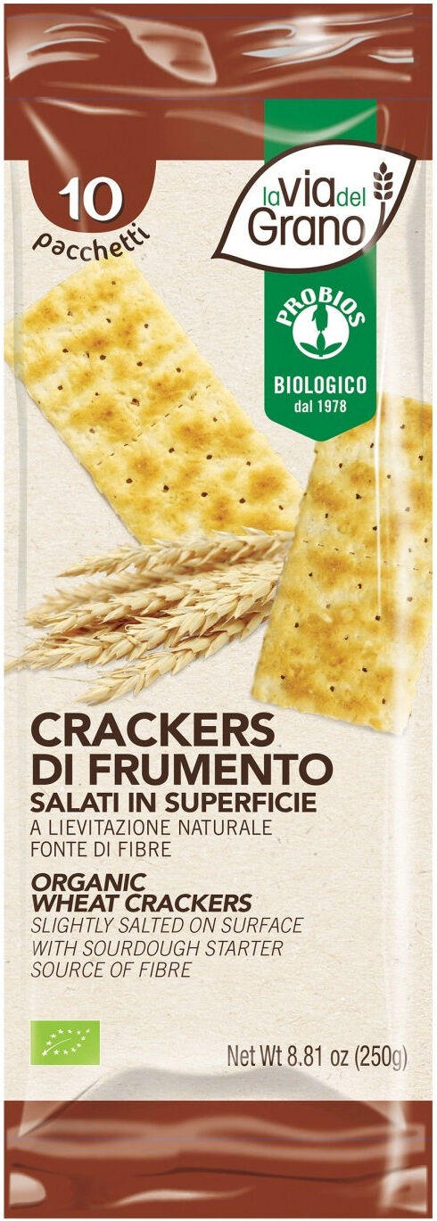 PROBIOS La Via Del Grano - Crackers Di Frumento Salati In Superficie 10 Pacchetti Da 25 Grammi