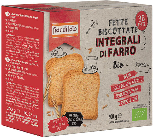 FIOR DI LOTO Fette Biscottate Integrali Di Farro Bio 300 Grammi