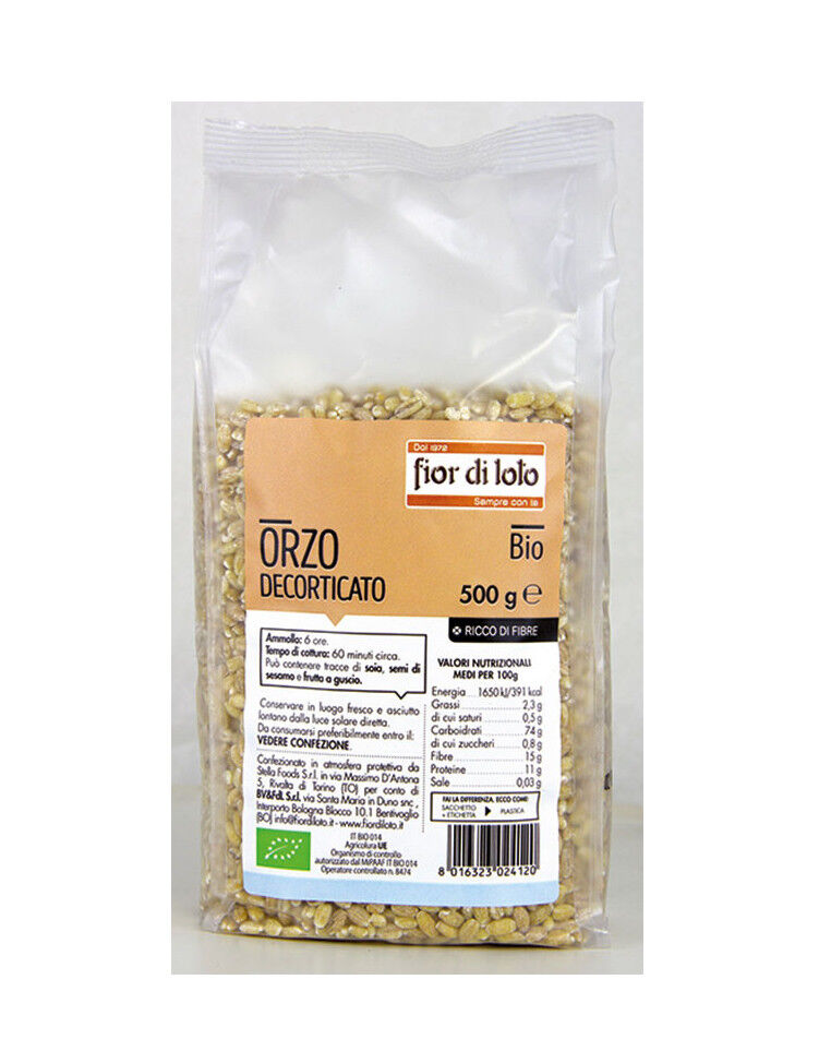 FIOR DI LOTO Cereali In Chicchi - Orzo Bio Decorticato 500 Grammi