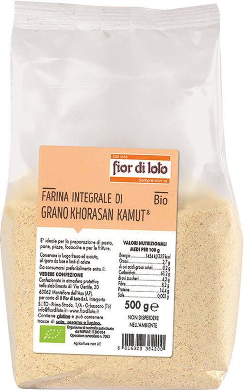 FIOR DI LOTO Farina Integrale Di Grano Khorasan Kamut Bio 500 Grammi