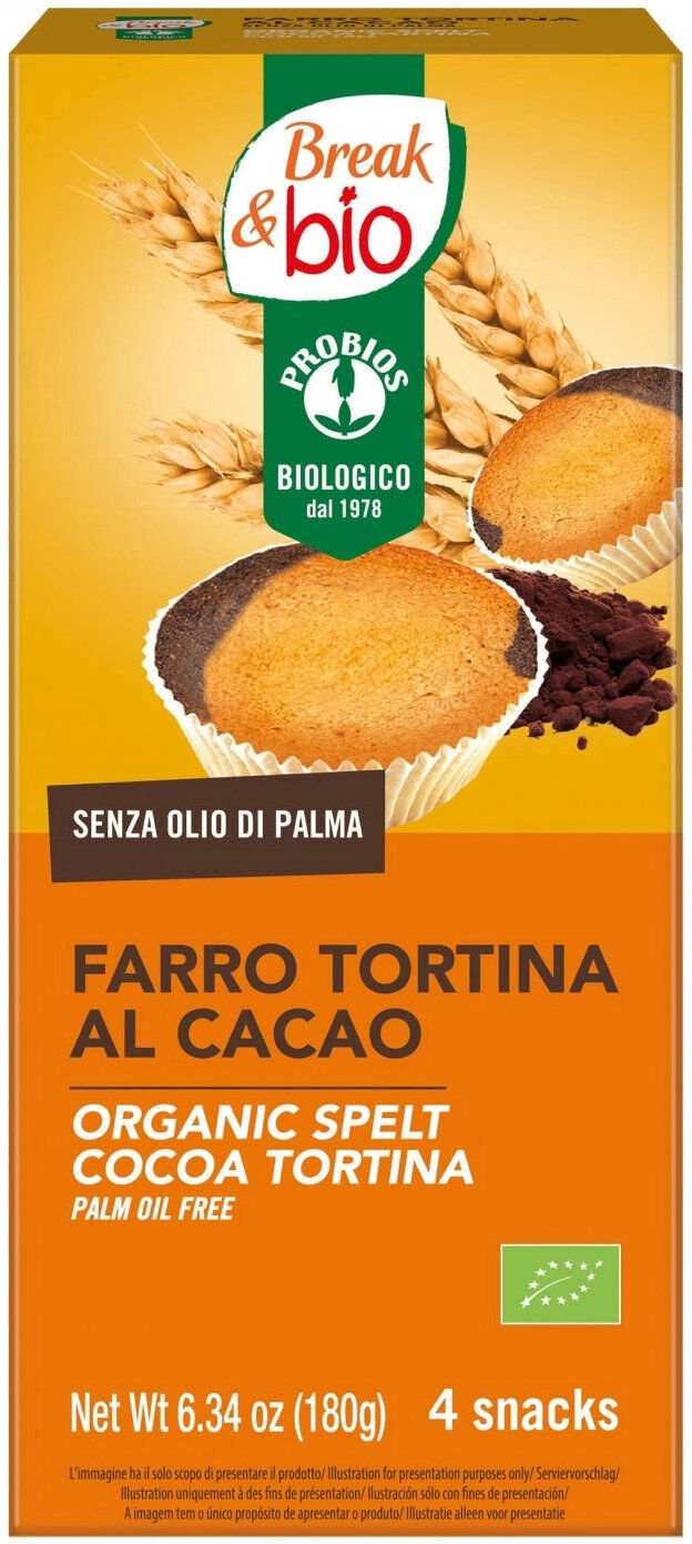 PROBIOS Break & Bio - Farro Tortina Al Cacao 4 Snack Da 45 Grammi