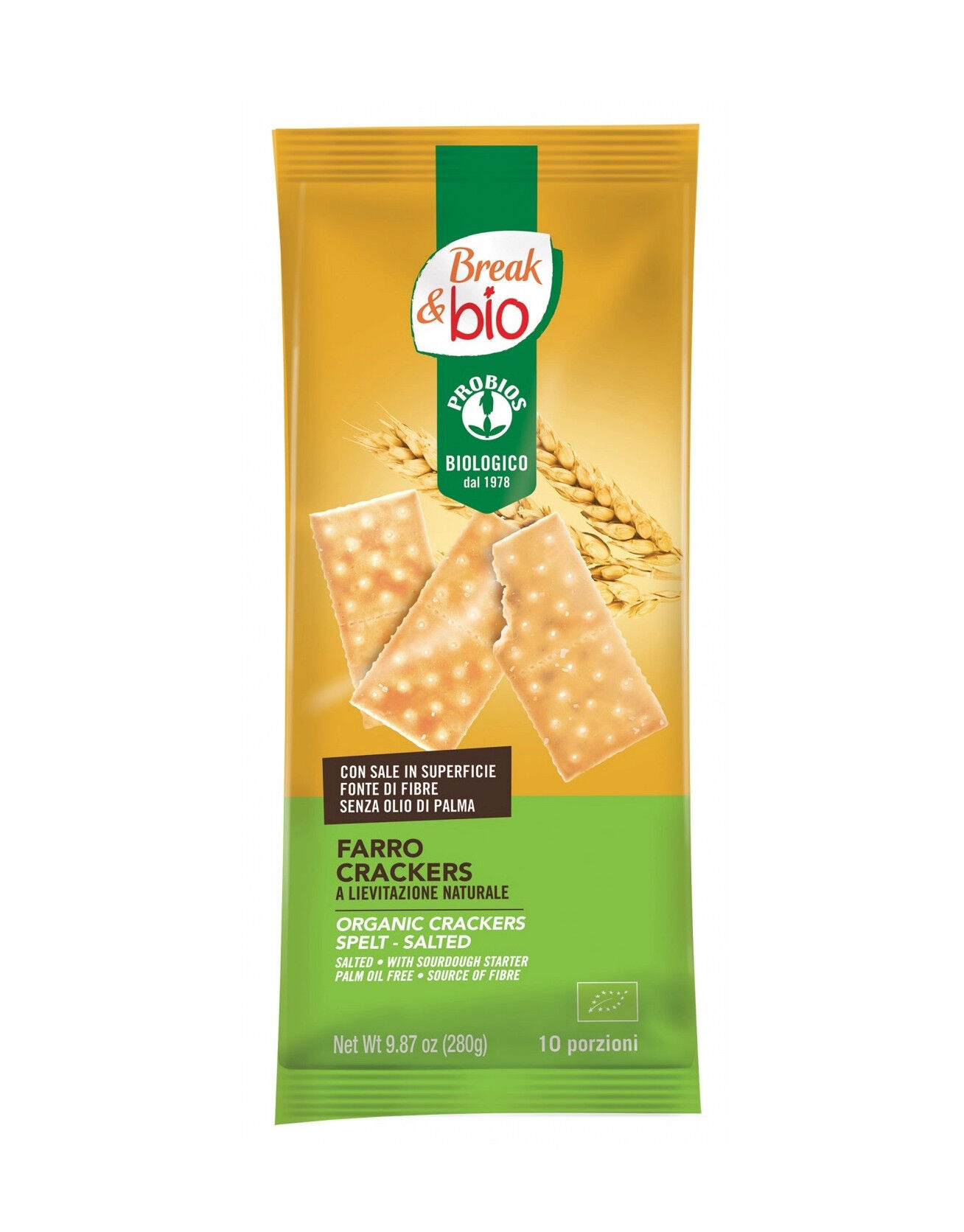 PROBIOS Break & Bio - Farro Cracker A Lievitazione Naturale 10 Pacchetti Da 28 Grammi