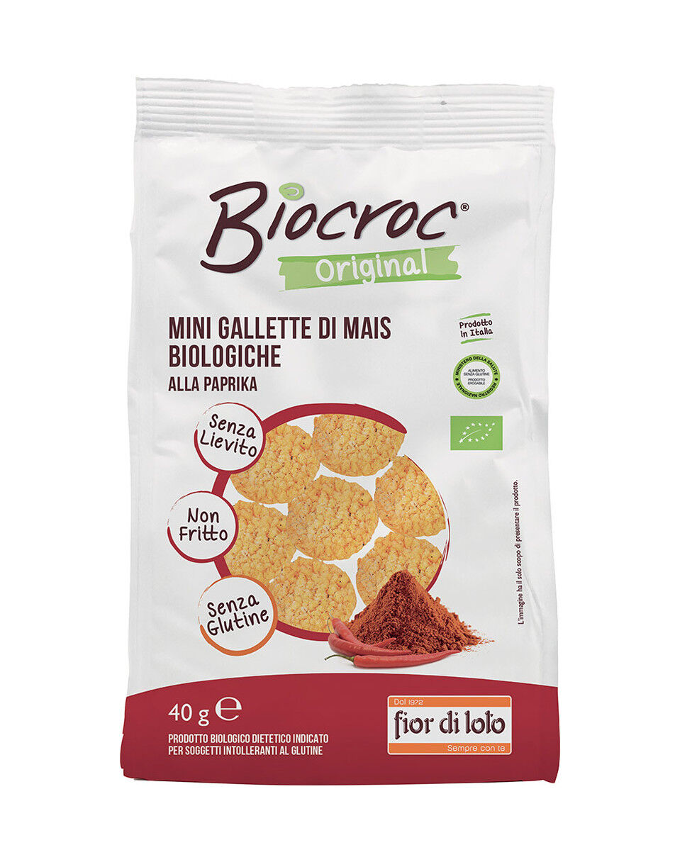 FIOR DI LOTO Biocroc - Mini Gallette Di Mais Biologiche Alla Paprika 40 Grammi