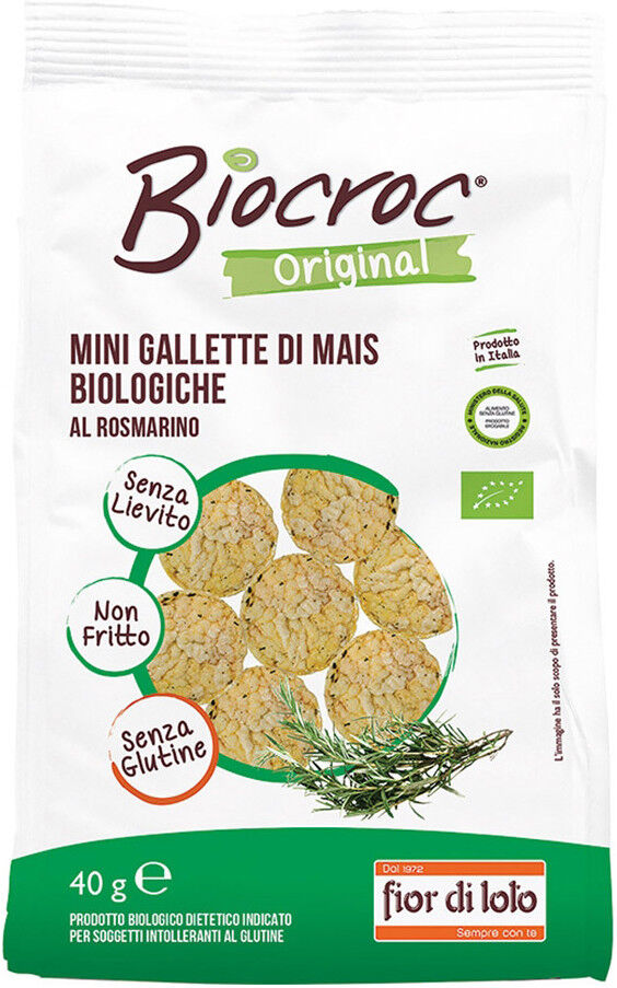 FIOR DI LOTO Biocroc - Mini Gallette Di Mais Biologiche Al Rosmarino 40 Grammi