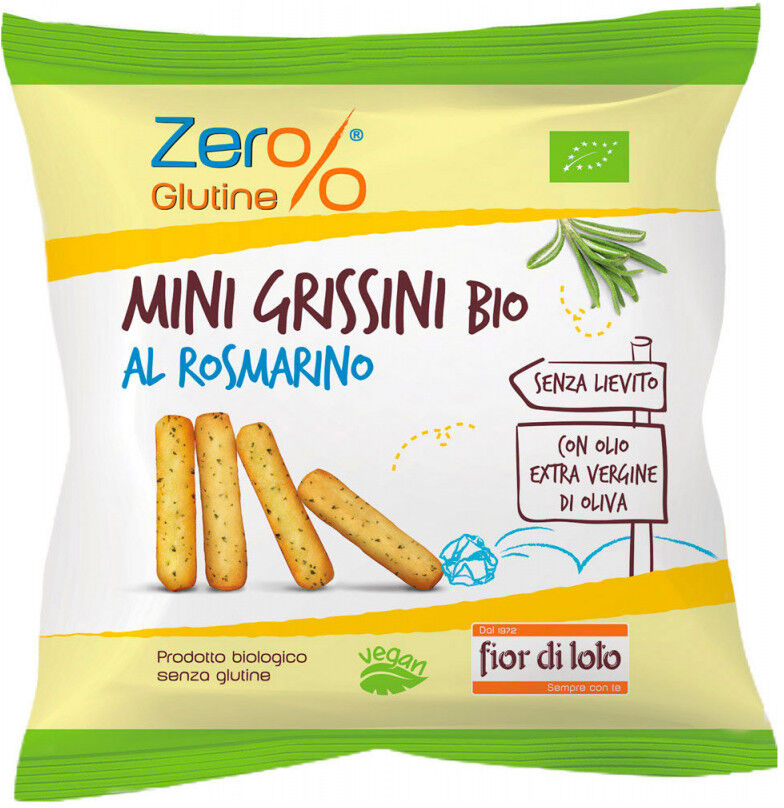 FIOR DI LOTO Zero% Glutine - Mini Grissini Bio Al Rosmarino 30 Grammi