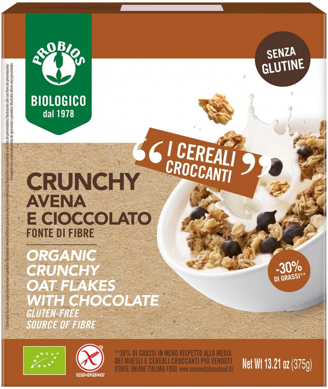 PROBIOS Easy To Go - Bio Crunchy - Avena E Cioccolato 375 Grammi