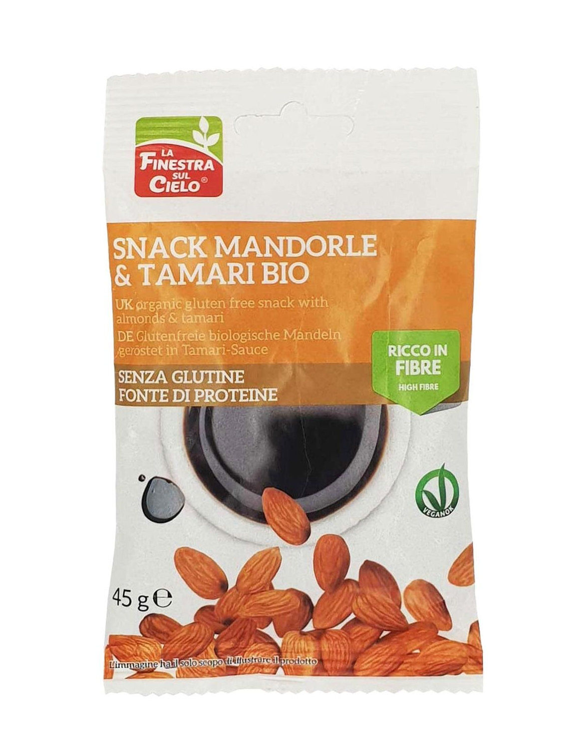 LA FINESTRA SUL CIELO Snack Mandorle & Tamari Bio 45 Grammi