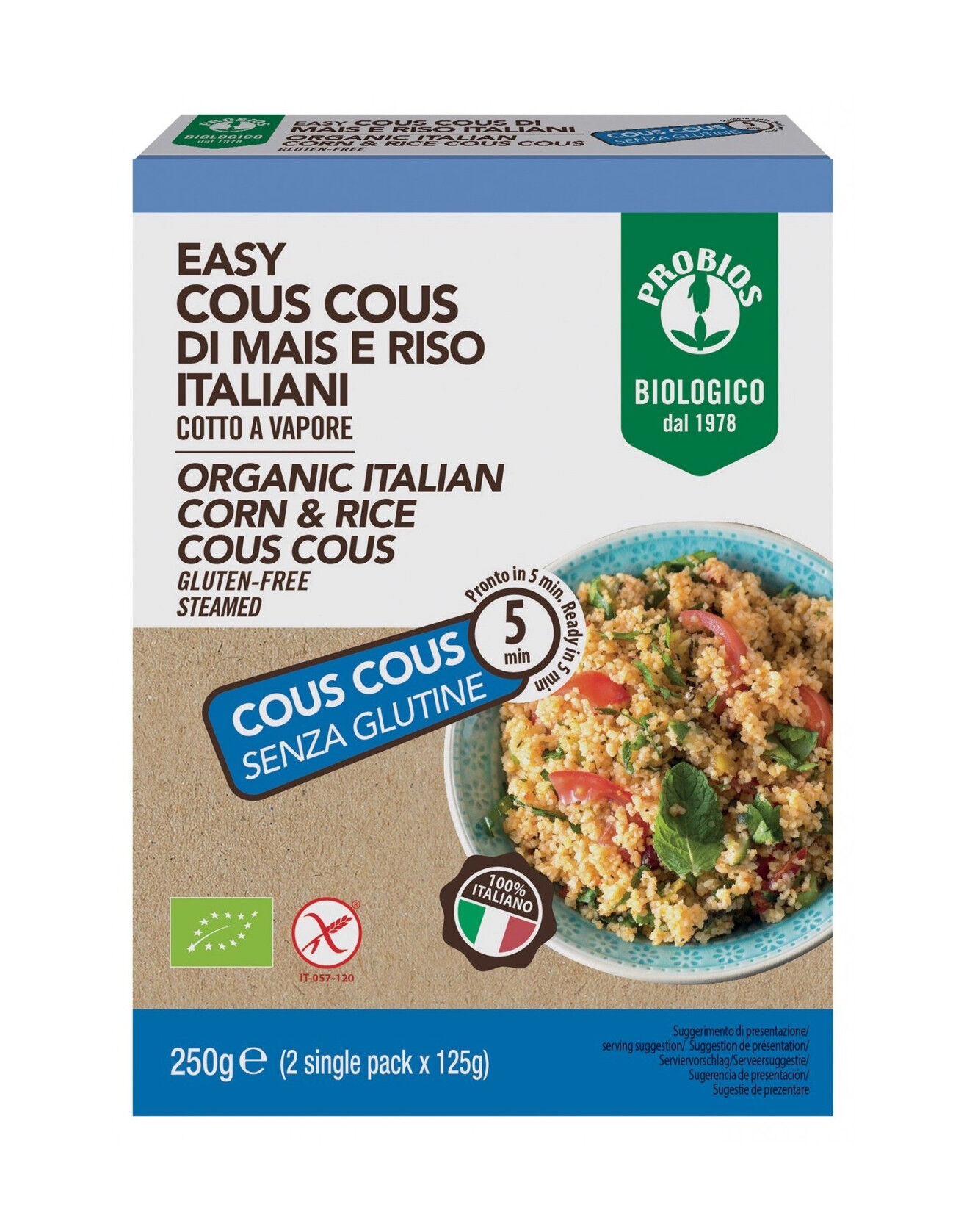 PROBIOS Easy Cous Cous Di Mais E Riso Italiani 250 Grammi