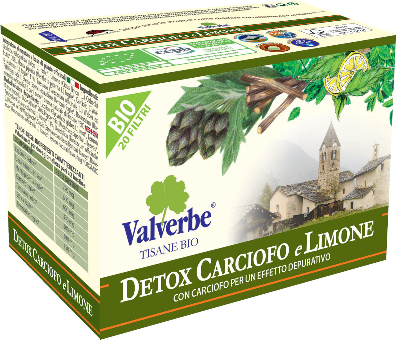 VALVERBE Tisana Detox - Carciofo E Limone 20 Filtri