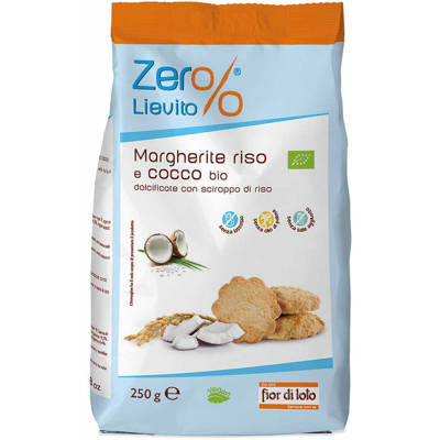 FIOR DI LOTO Zero% Lievito - Margherite Riso E Cocco 250 Grammi FIOR DI LOTO Zero% Lievito - Margherite Riso E Cocco 250 Grammi