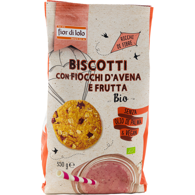 FIOR DI LOTO Biscotti Con Fiocchi D'Avena E Frutta Bio 350 Grammi FIOR DI LOTO Biscotti Con Fiocchi D'Avena E Frutta Bio 350 Grammi