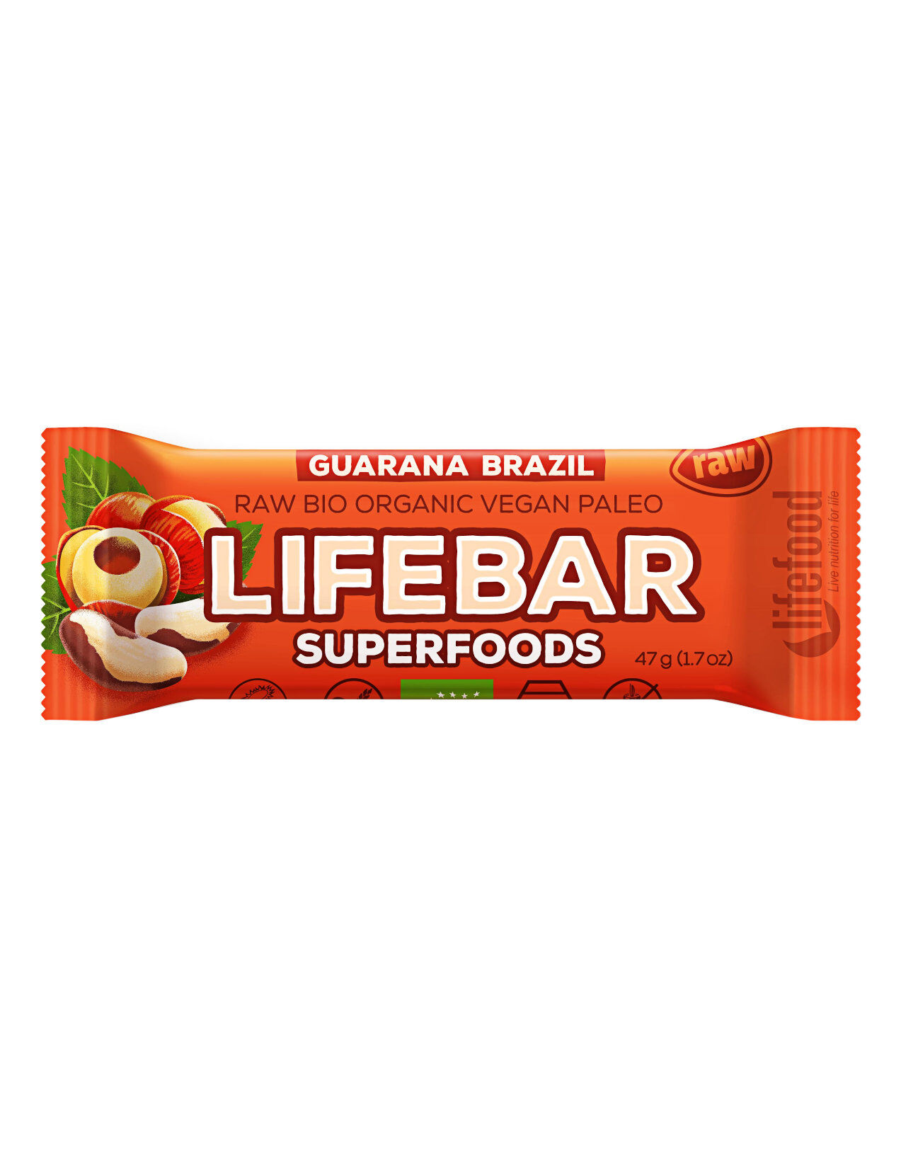 BIO'S Life Food - Lifebar Plus - Noci Brasiliane + Guaranà 1 Barretta Da 47 Grammi