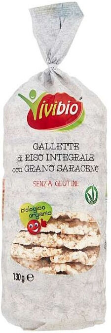 VIVIBIO Gallette Di Riso Integrale Con Grano Saraceno 130 Grammi