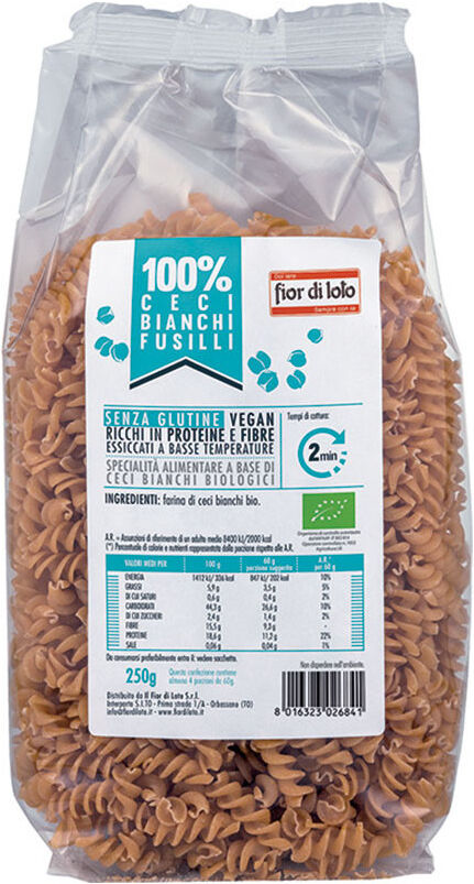 FIOR DI LOTO 100% Ceci Bianchi Fusilli 250 Grammi