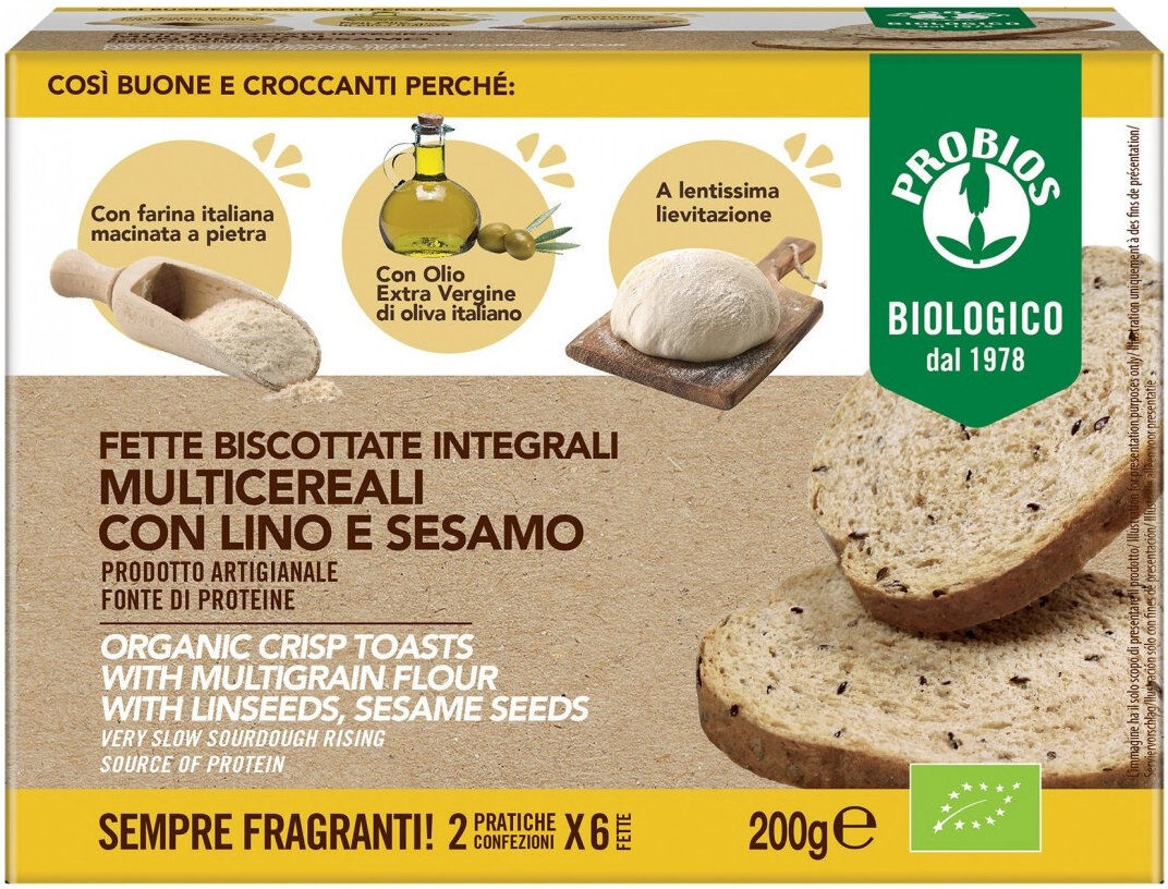 PROBIOS Fette Biscottate Integrali Multicereali Con Lino E Sesamo 200 Grammi