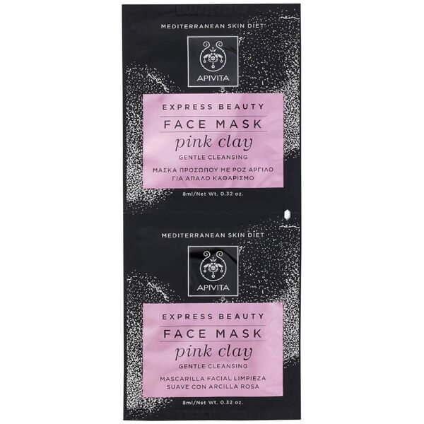 apivita express beauty - face mask pink clay 2x8ml