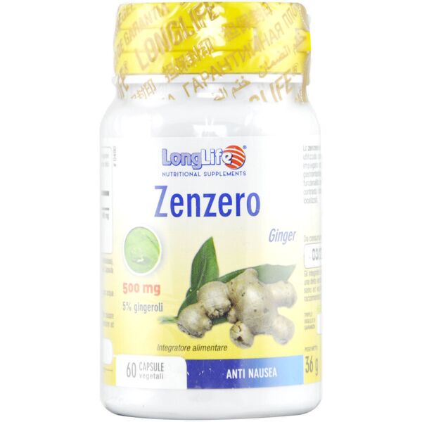 long life zenzero 500mg 60 capsule vegetali