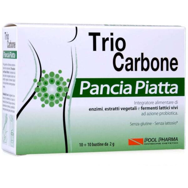 pool pharma trio carbone pancia piatta 10 + 10 bustine da 2 g