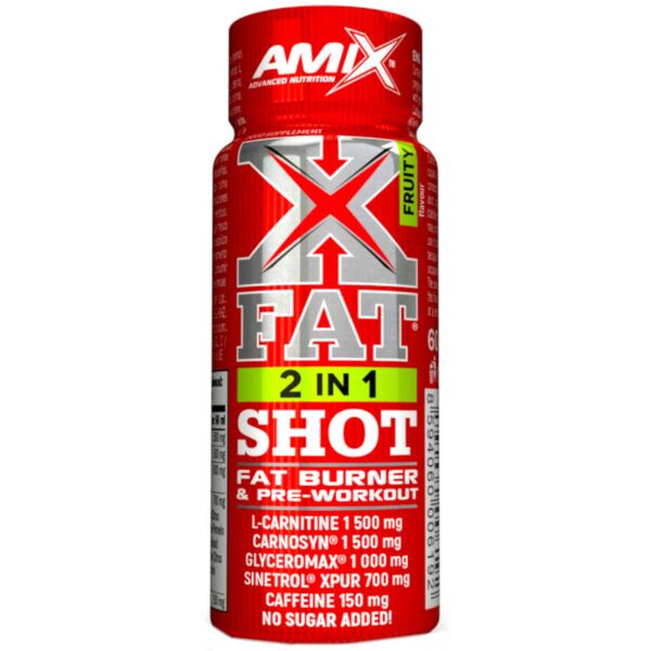 amix x fat 2 in 1 shot fat burner e pre workout 60ml fruit