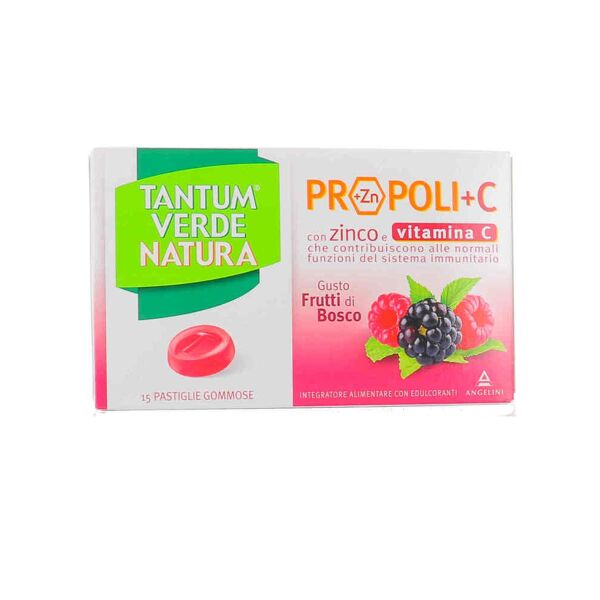 tantum verde natura propoli + c con zinco e vitamina c 15 pastiglie gommose frutti di bosco