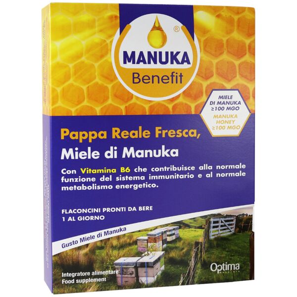 optima manuka benefit - pappa reale fresca, miele di manuka, vit. b6 10 flaconcini da 10ml