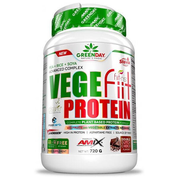 amix green day - vegefiit protein 720 grammi doppio cioccolato olandese