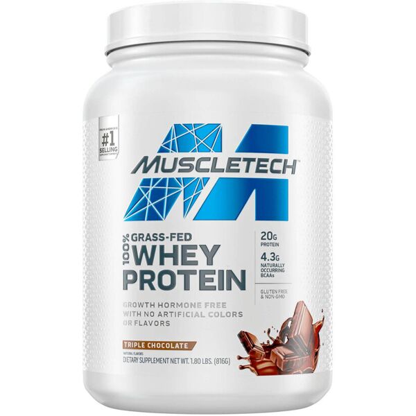 muscletech grass fed 100% whey protein powder 816 grammi cioccolato