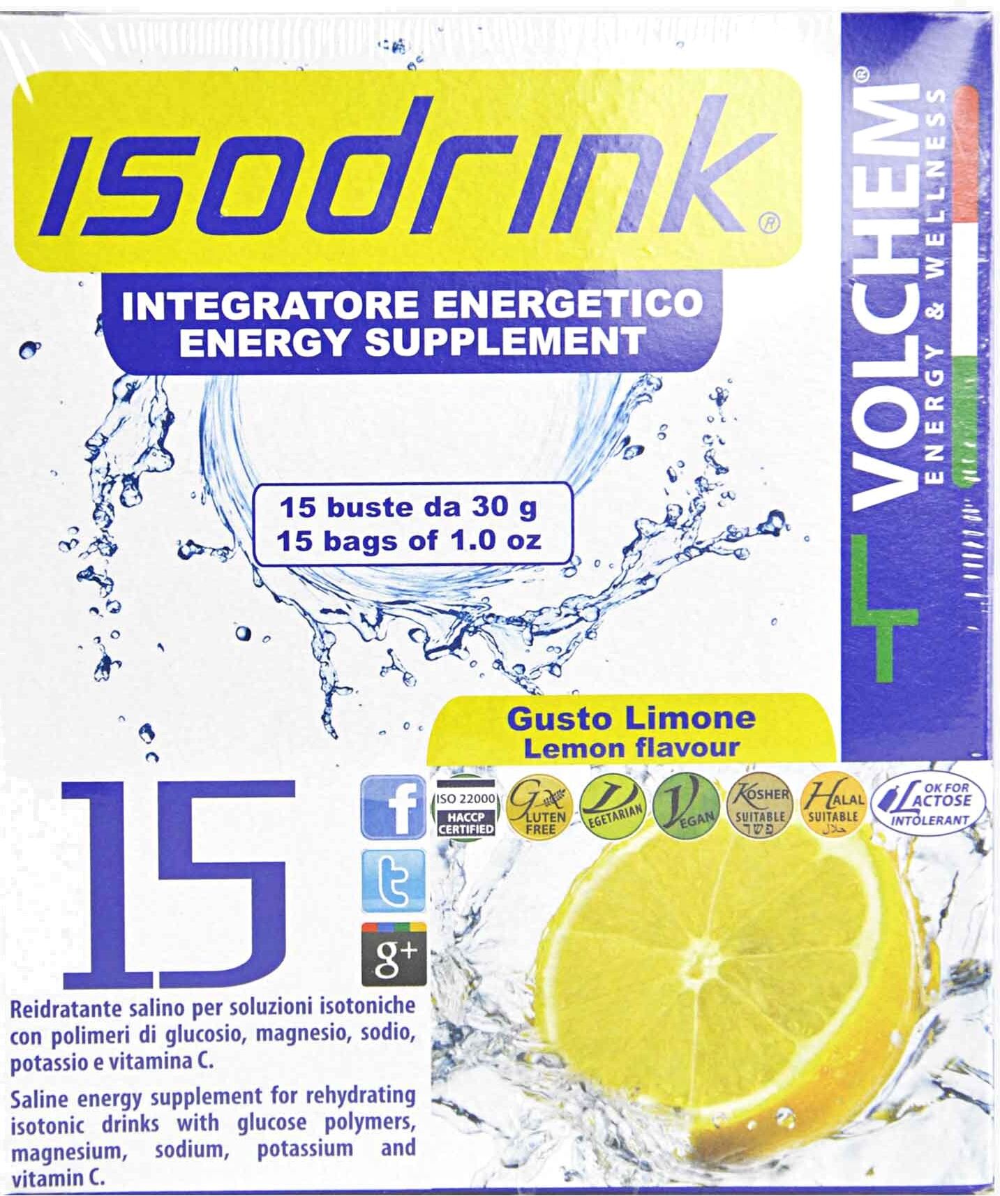 volchem isodrink 15 buste da 30 grammi pesca