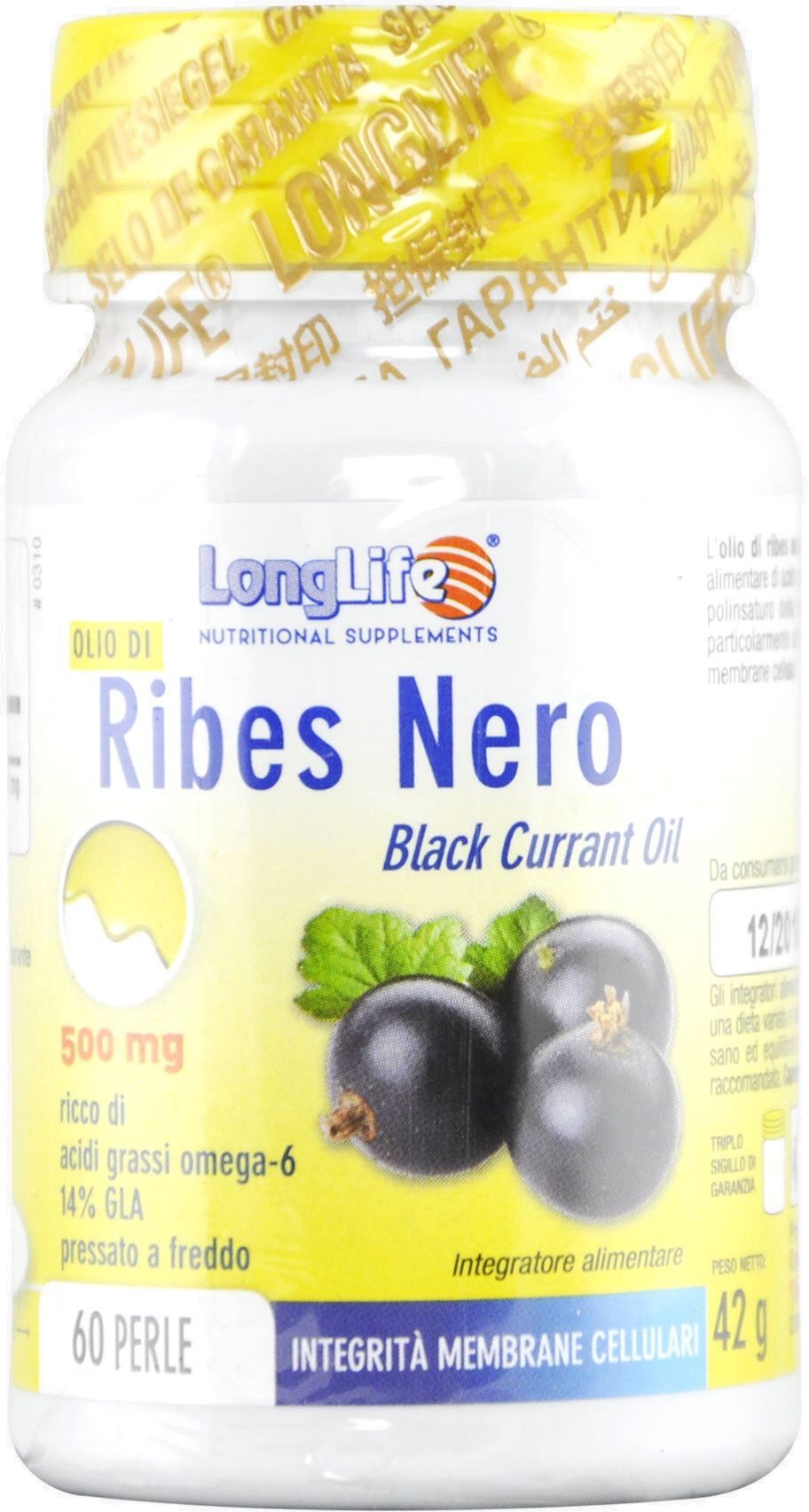 long life olio di ribes nero 500mg 60 perle