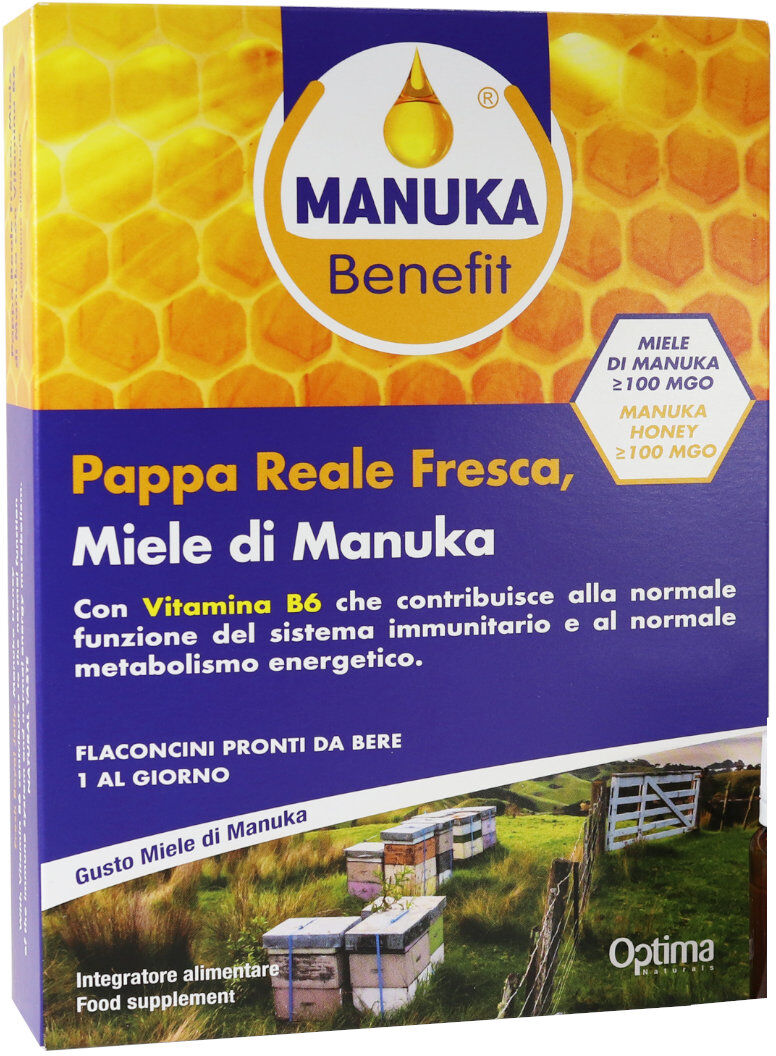 optima manuka benefit - pappa reale fresca, miele di manuka, vit. b6 10 flaconcini da 10ml