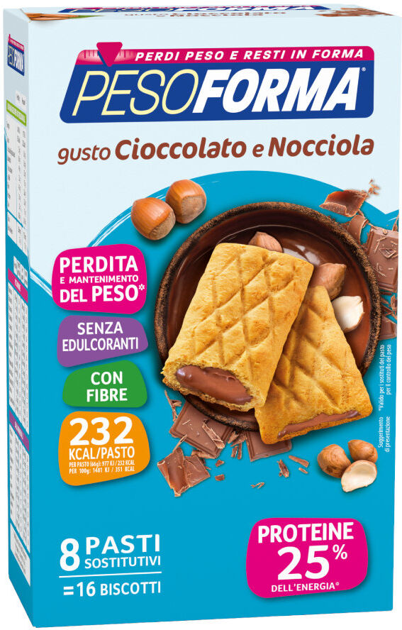 pesoforma biscotti cioccolato e nocciola 16 biscotti da 33 grammi