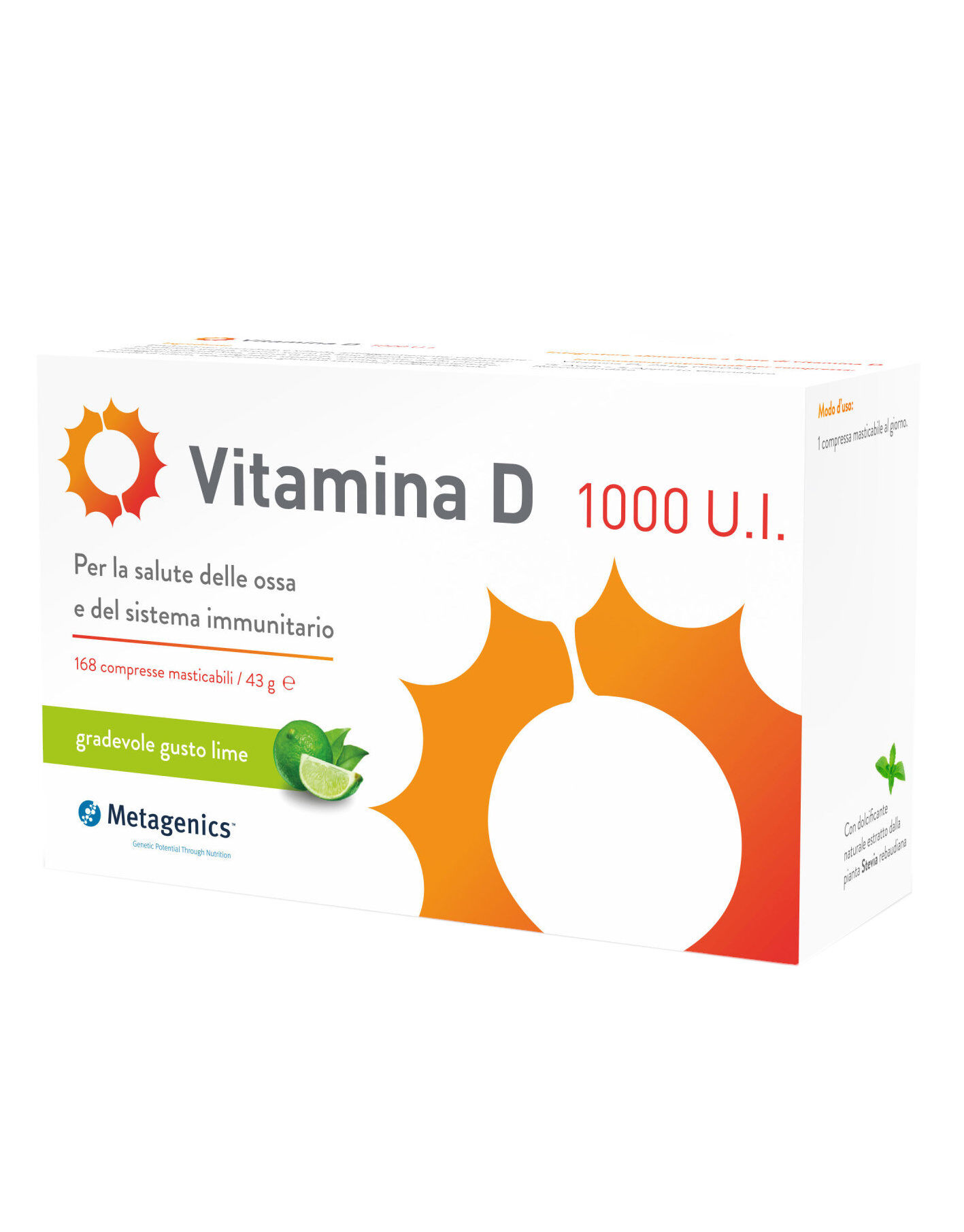 METAGENICS Vitamina D 1000 U.I. 84 Compresse Masticabili Lime
