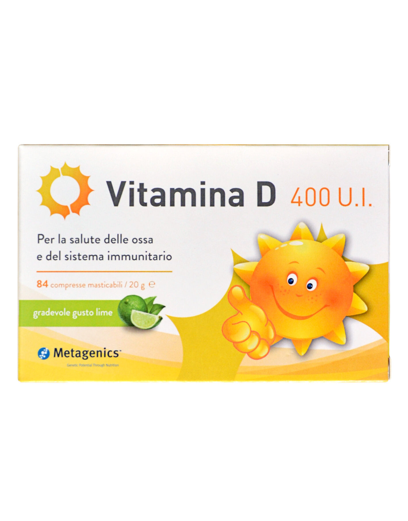 METAGENICS Vitamina D 400 U.I. 84 Compresse Masticabili Lime