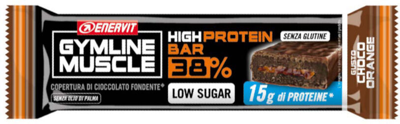 ENERVIT Gymline Muscle - High Protein Bar 38% 1 Barretta Da 40 Grammi Choco Orange