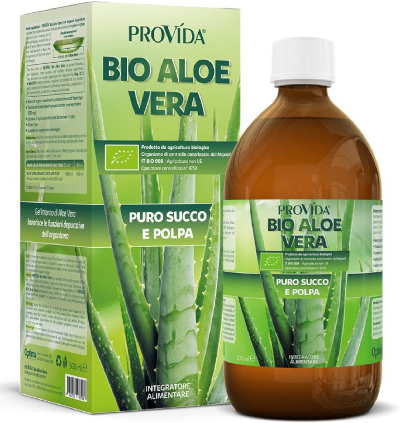 OPTIMA Bio Aloe Vera - Puro Succo E Polpa 500 Ml