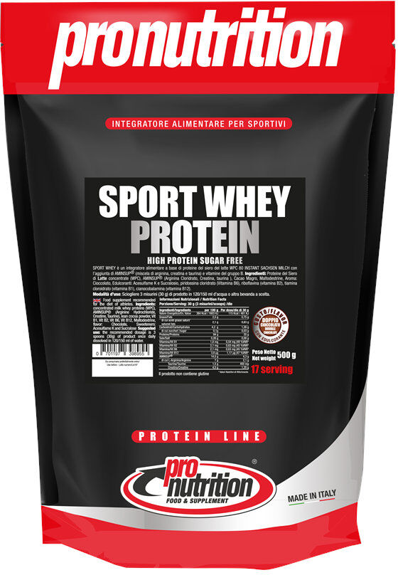 PRONUTRITION Sport Whey Protein 500 Grammi Doppio Cioccolato